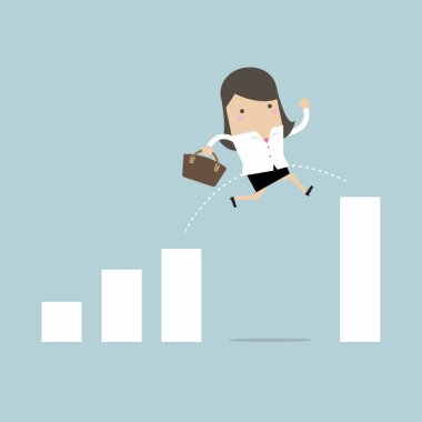 İşkadını atlamak büyüme grafik vektör Aralık ile.