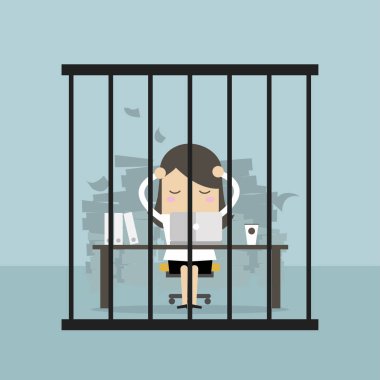 Hapishanede çalışan iş kadını. vektör