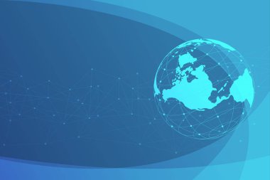 Küresel ağ hatları bağlantı. Dünya Haritası nokta nokta bağlantı kavramı küresel iş arka plan ile. vektör