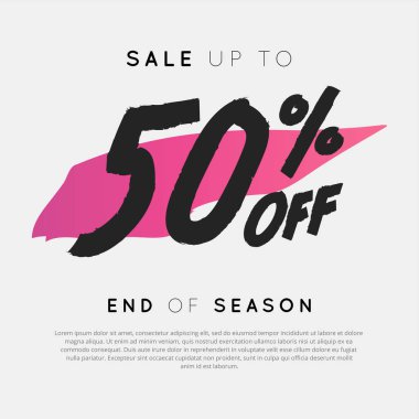 Satılık %50 off Sezon sonu. Satış iskontosu, Web Promosyon, Poster afiş arka plan, işaret ve sembol için.