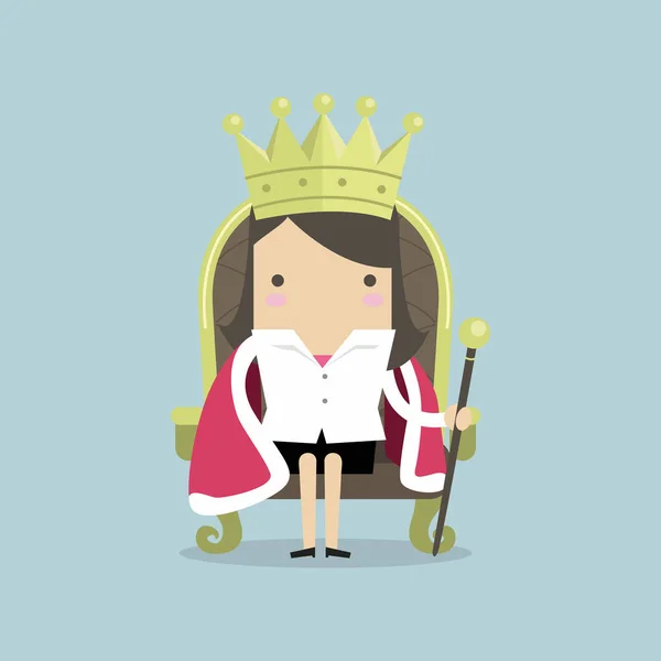 Geschäftsfrau Die Mit Der Krone Wie Eine Königin Auf Dem — Stockvektor