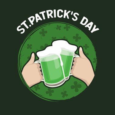 St Patrick's Day, neşeli kadeh barda kutluyor mutlu arkadaşlar. vektör