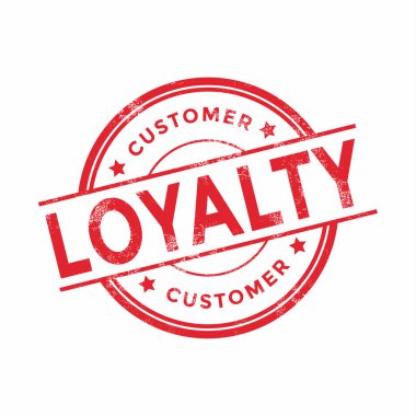 Beyaz arka plan üzerinde müşteri sadakat Kırmızı lastik damga. vektör