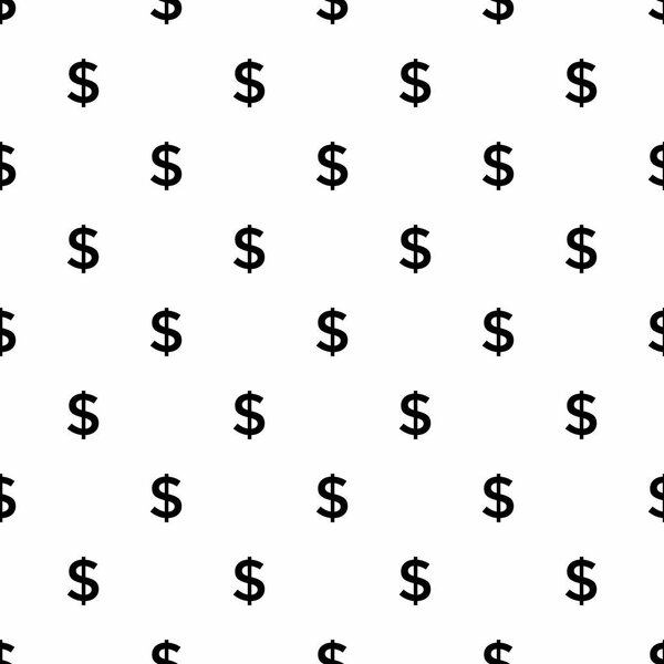 Dollar sign seamless pattern on white background. vector