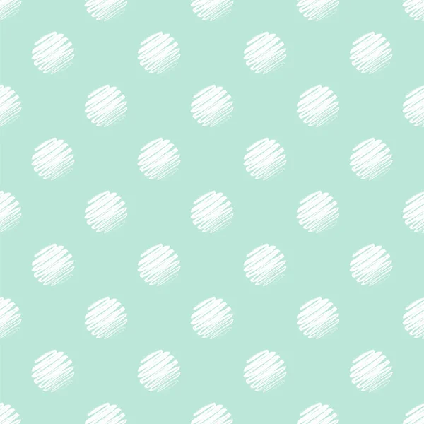 Hand Drawn Green White Polka Dot Seamless Pattern — Stock Vector