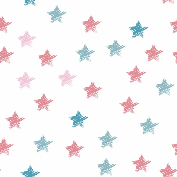 Seamless Star Pattern Pastel Color Colorful Hand Drawn Star Background — Stock Vector
