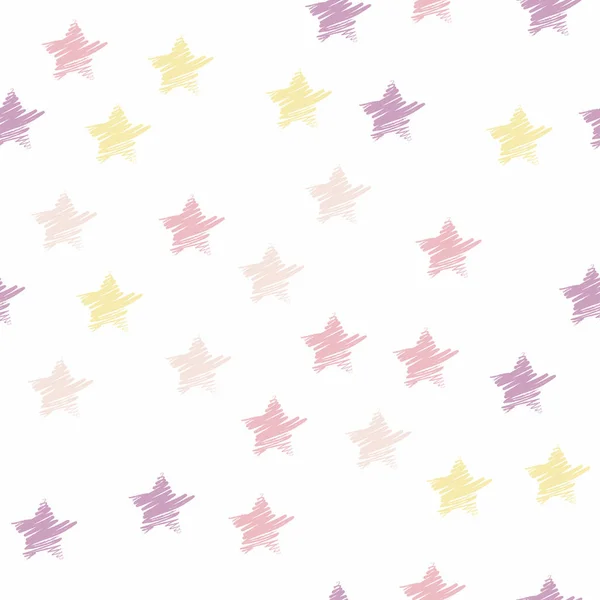 Seamless Star Pattern Pastel Color Colorful Hand Drawn Star Background — Stock Vector