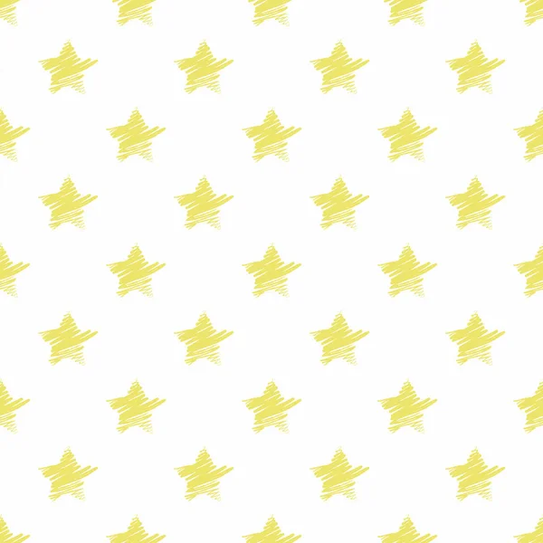 Hand Drawn Yellow Stars Seamless Pattern Vector — Stock Vector