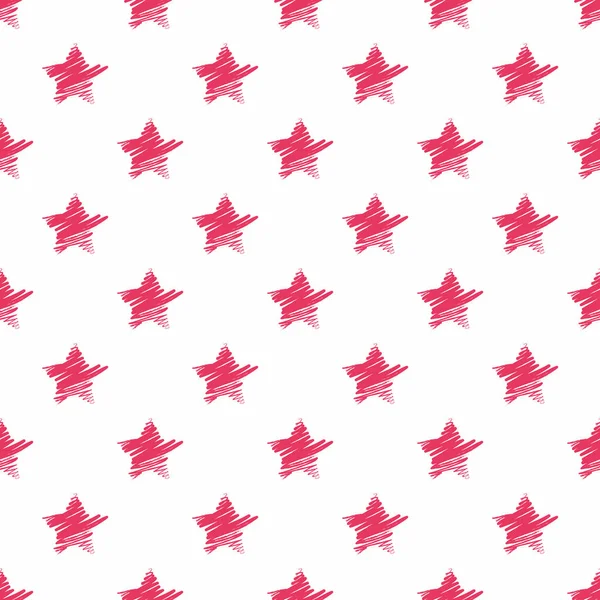 Hand Drawn Red Stars Seamless Pattern Vector — Stock Vector