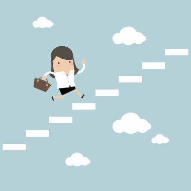 Başarı için bir merdiven adım işkadını. vektör