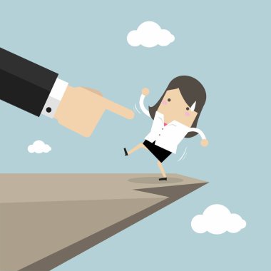 Patron el iş kadını uçurum düşüşünü yapmak için iter. vektör