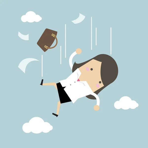 Businesswoman Falling Sky — Stock Vector