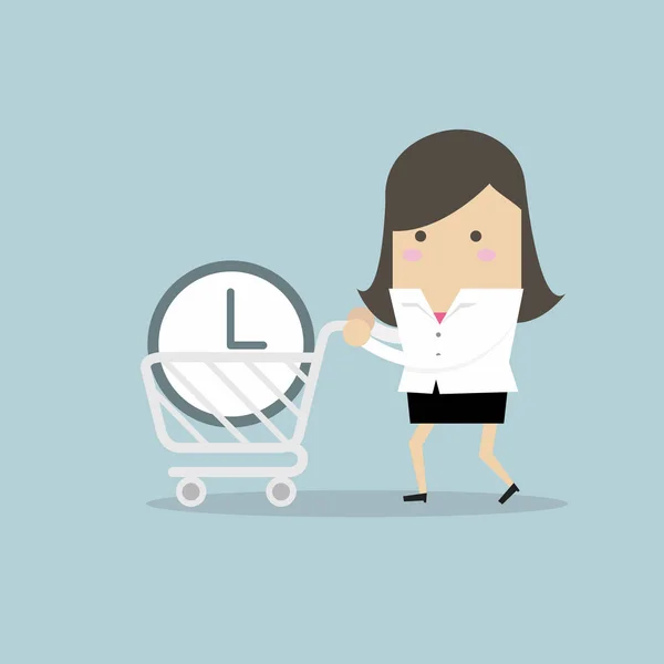 Businesswoman Buy Time Concept Vector — Stock Vector