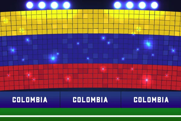 哥伦比亚国旗牌特技 哥伦比亚足球或橄榄球体育场背景 — 图库矢量图片