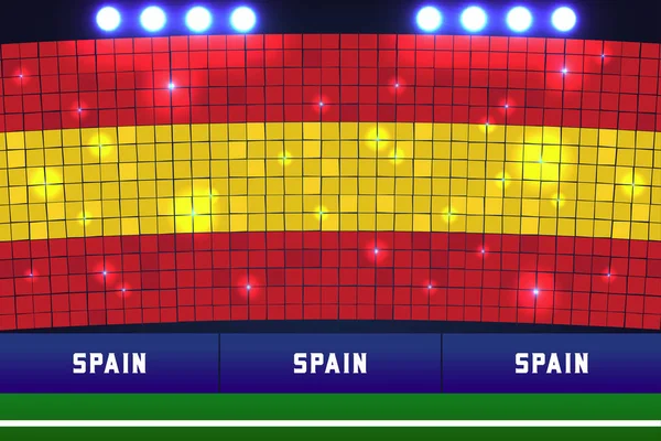 Vlag Van Spanje Kaart Stunts Spanje Voetbal Voetbal Stadion Achtergrond — Stockvector