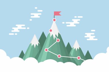 İş hedefi başarı kavramı Infographic. Dağın bayrak. vektör