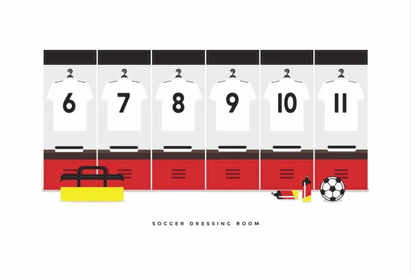 Tyskland Fotboll Eller Fotboll Team Omklädningsrum — Stock vektor