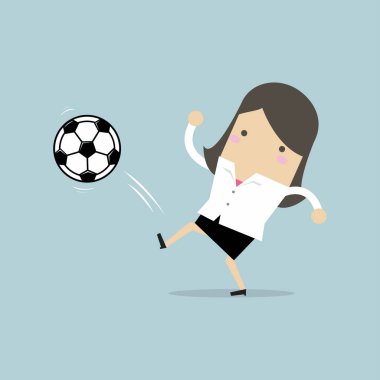 İşkadını topu tekmeleme. futbolcu.