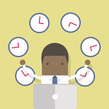 Afrika işadamı birçok saatlerle çalışma.