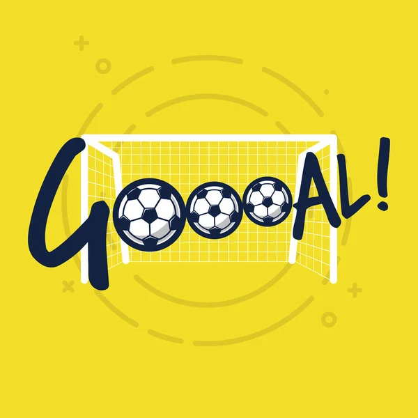 フットボールまたはサッカーの目標記号ゲーム 黄色の背景の平面ベクトル — ストックベクタ