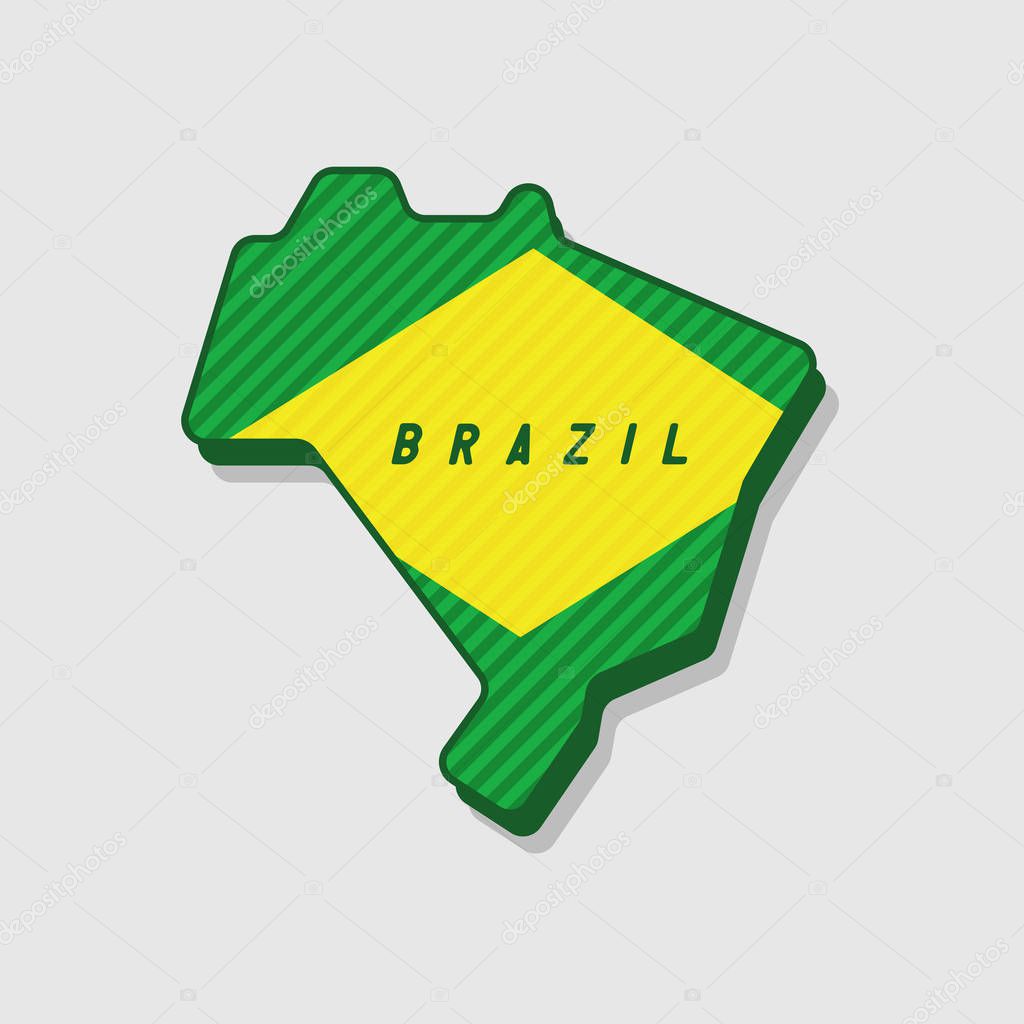 Map of Brazil Modern 3d Style.