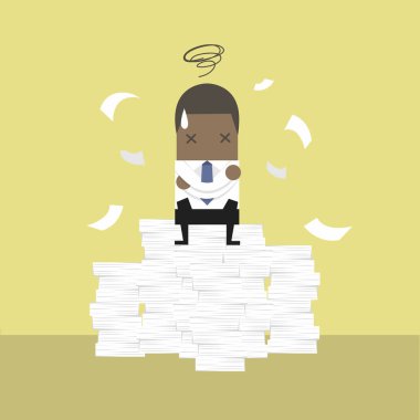 Afrika işadamı çalıştı ve evrak işlerini vurguladı.