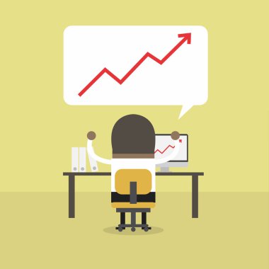 Başarılı bir Afrika iş adamı ile büyüme grafiği.