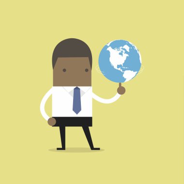Afrika işadamı dönen küre.