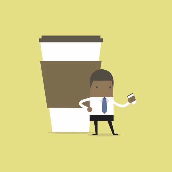 Empresario Africano Tiene Descanso Para Café — Vector de stock