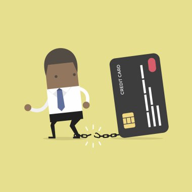 Afrika işadamı banka kredi kartı için zinciri ücretsiz tatili.