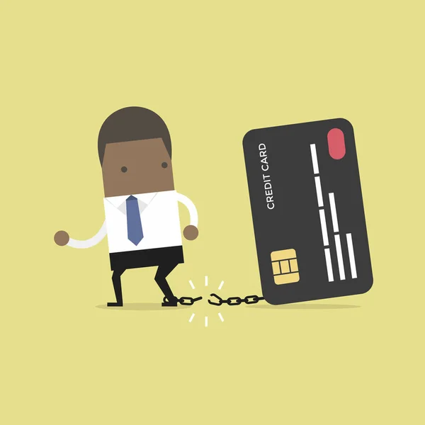 非洲商人从链条上挣脱银行信用卡 — 图库矢量图片