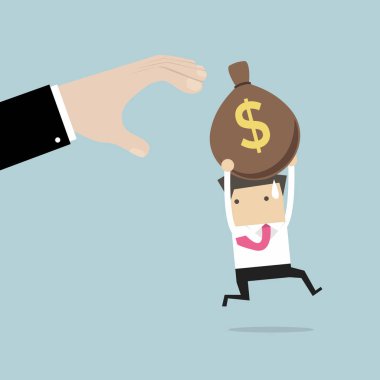 İşadamı para çantaları çalmaya patron eller kaçıyor.