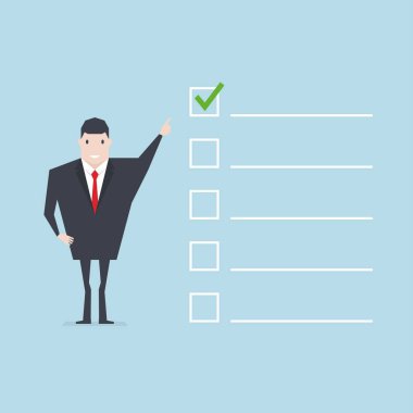 İşadamı ile önemli denetim listesi.