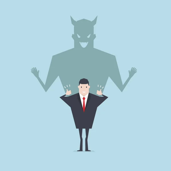 Stín Ďábla Usmívající Tvář Podnikatel — Stockový vektor