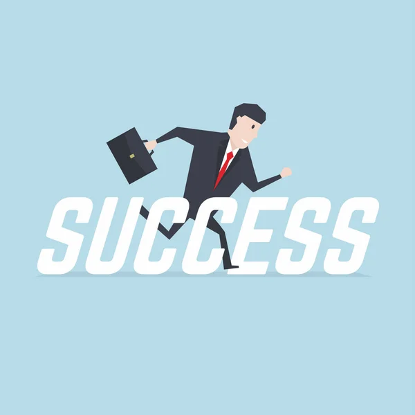 Businessman Running Success Message — Stock Vector