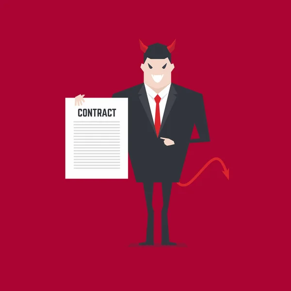 Homme Affaires Maléfique Offrant Contrat — Image vectorielle