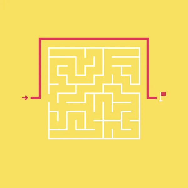 Square Maze Shortcut Exit Going Entrance Problem Solution Concept Flat — Stock Vector