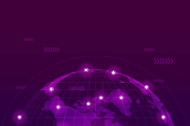 Küresel iş ağ bağlantısı. Dünya harita nokta ve çizgi kompozisyon. Vektör