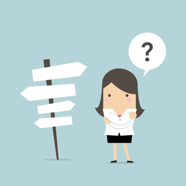 Бизнесвумен перед выбором пути
.