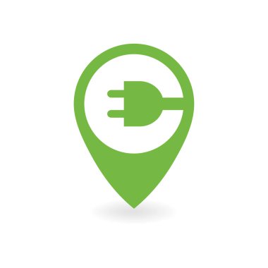 Electric car charge station map pin. clipart