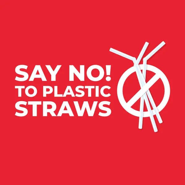 Πείτε Όχι Πλαστικά Καλαμάκια Εικονίδιο Stop Πλαστικής Ρύπανσης Στη Θάλασσα — Διανυσματικό Αρχείο