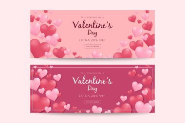 Sevgililer Günü için bayrak şablonu.