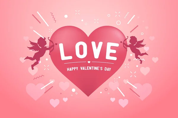 Днем Святого Валентина Знамя Любовью Купидов — стоковый вектор
