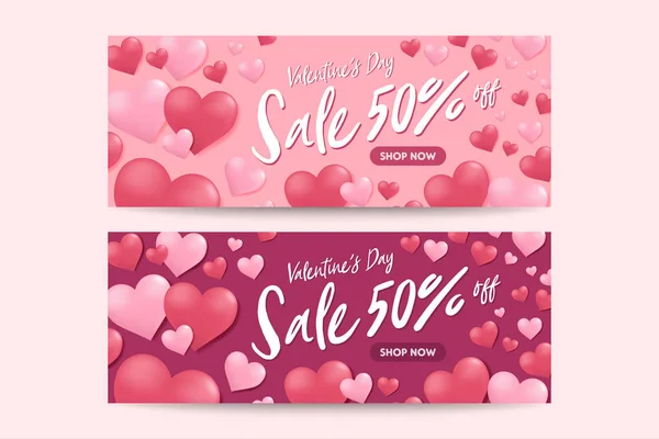 Nápis Výprodej Sleva Pro Valentines Den Speciální Nabídka Plakát Balónky — Stockový vektor