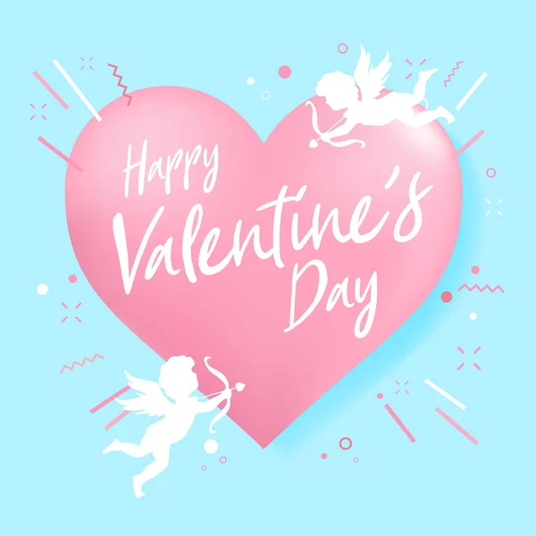 Счастливого Дня Святого Валентина Формы Сердца Купидона — стоковый вектор