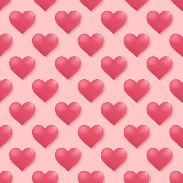 心とのシームレスなパターン バレンタイン カードのデザインの心の背景 — ストックベクタ