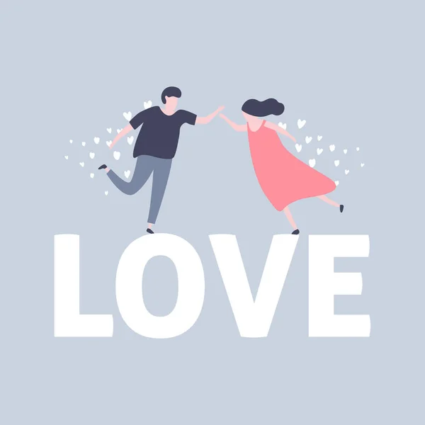 Joyeuse Saint Valentin Avec Beau Couple Célébration — Image vectorielle