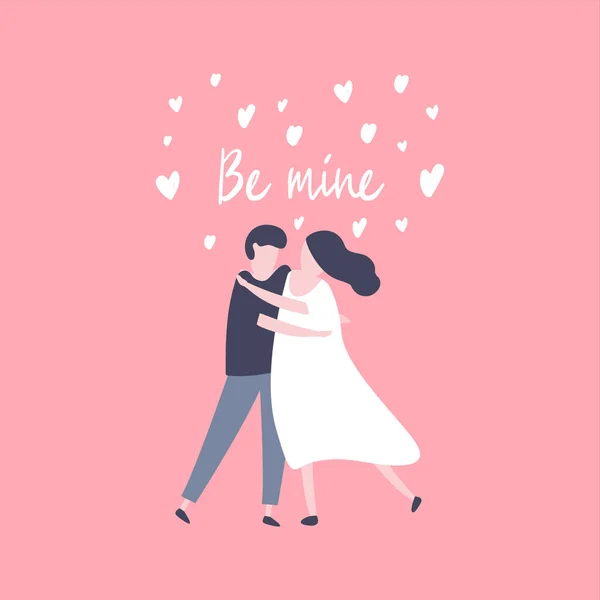 Handgezeichnetes Verliebtes Paar Mit Dem Schriftzug Sei Mein Valentinstag Konzept — Stockvektor