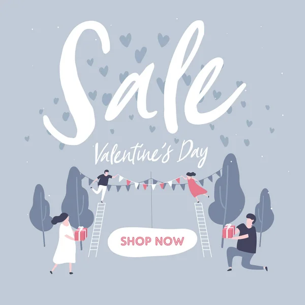 Sale Korting Banner Voor Valentijnsdag Speciale Aanbieding Poster Met Mooie — Stockvector