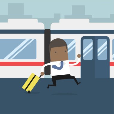 Çalışan ve treni kaçırdın Afrika işadamı.